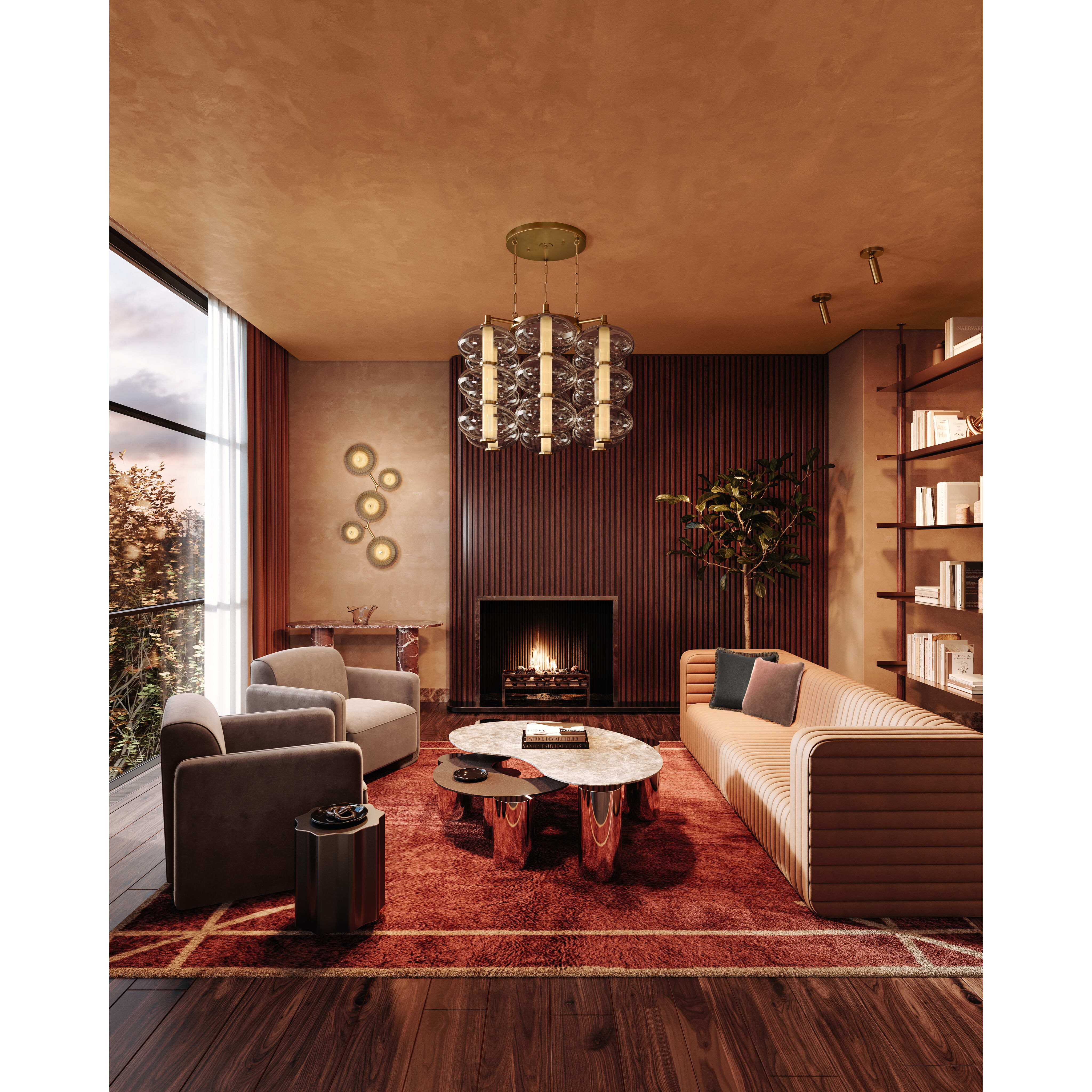 Birmingham LED 51.5 inch Vintage Polished Brass Flush Mount Ceiling Light